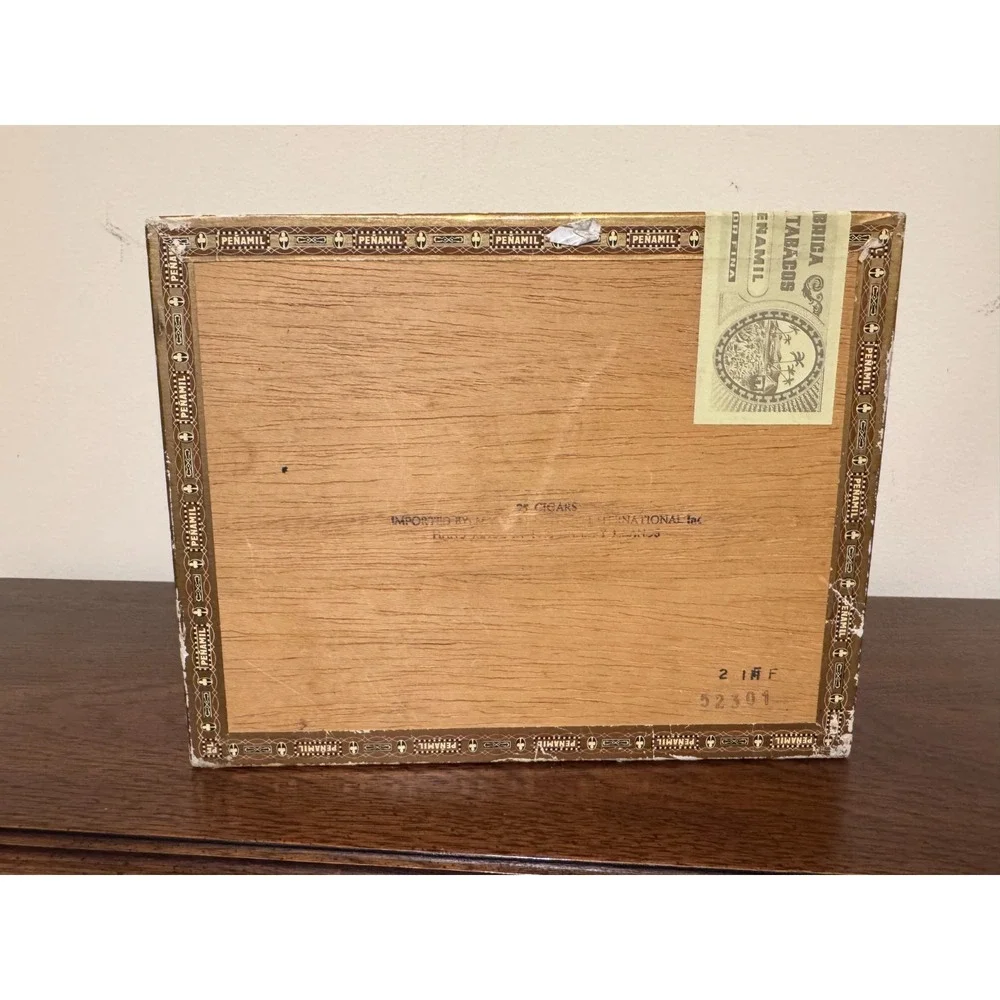Vintage Penamil No 17 Hand Made Wooden Cigar Box Canary Islands Spain Tobacciana